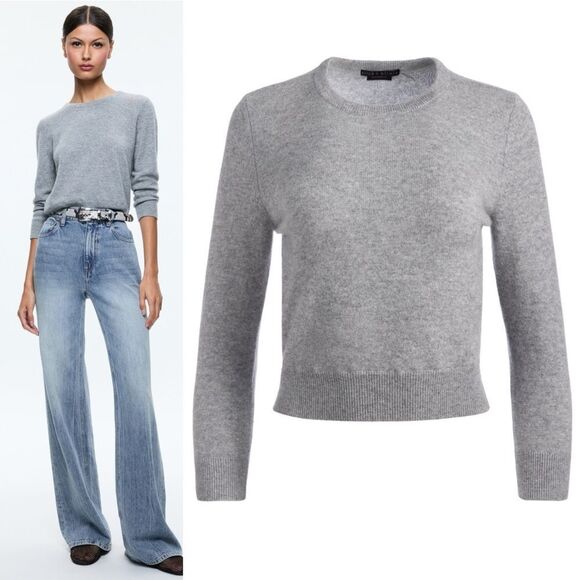 ALICE + OLIVIA NWT Size XS Carolann Shrunken Pullover Heather Grey Sweater Gray - Picture 10 of 10